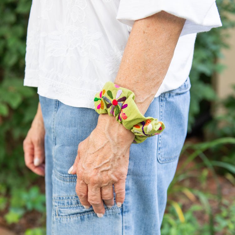 Flower Embroidered Scrunchies