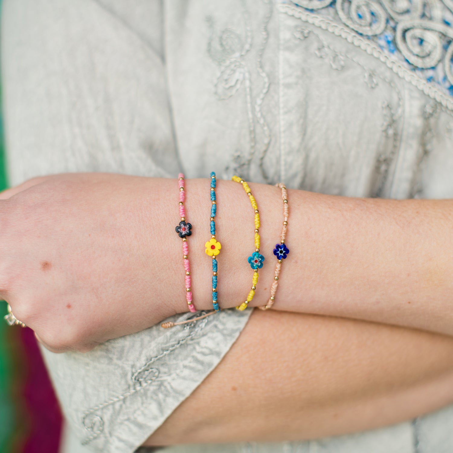 Flower Power String Bracelet – Lucia's World Emporium
