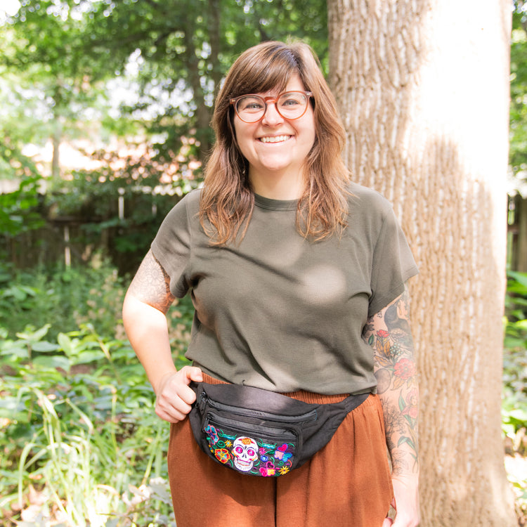 Sugar Skull Embroidered Fanny Pack