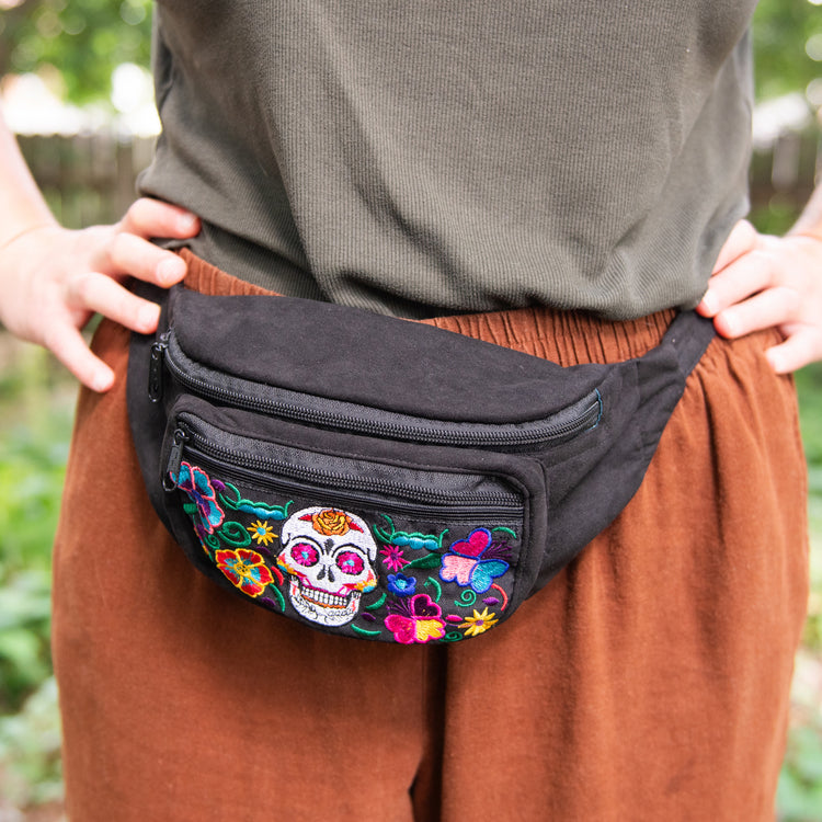 Sugar Skull Embroidered Fanny Pack