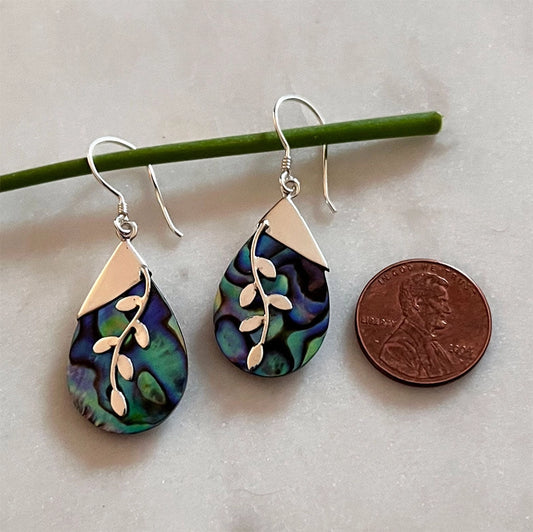 Abalone Leaf Accent Earrings
