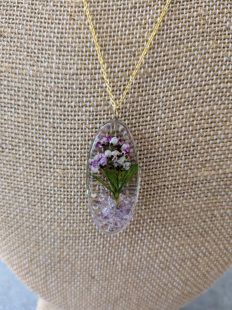 Alyssum & Amethyst Long Oval Pendant
