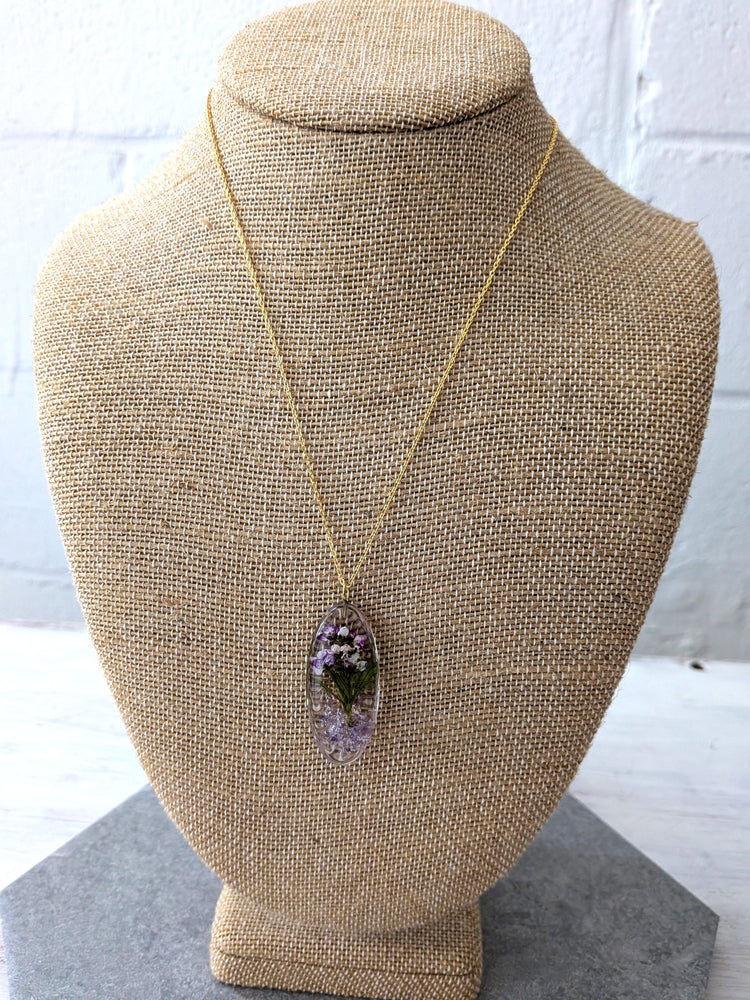 Alyssum & Amethyst Long Oval Pendant