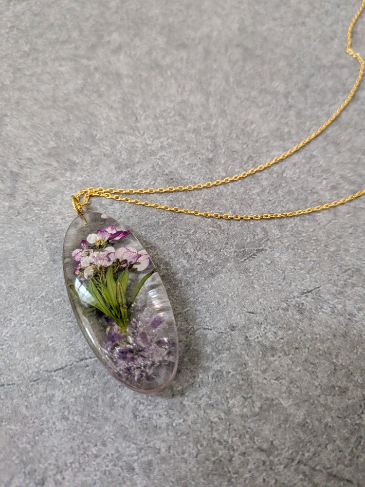 Alyssum & Amethyst Long Oval Pendant