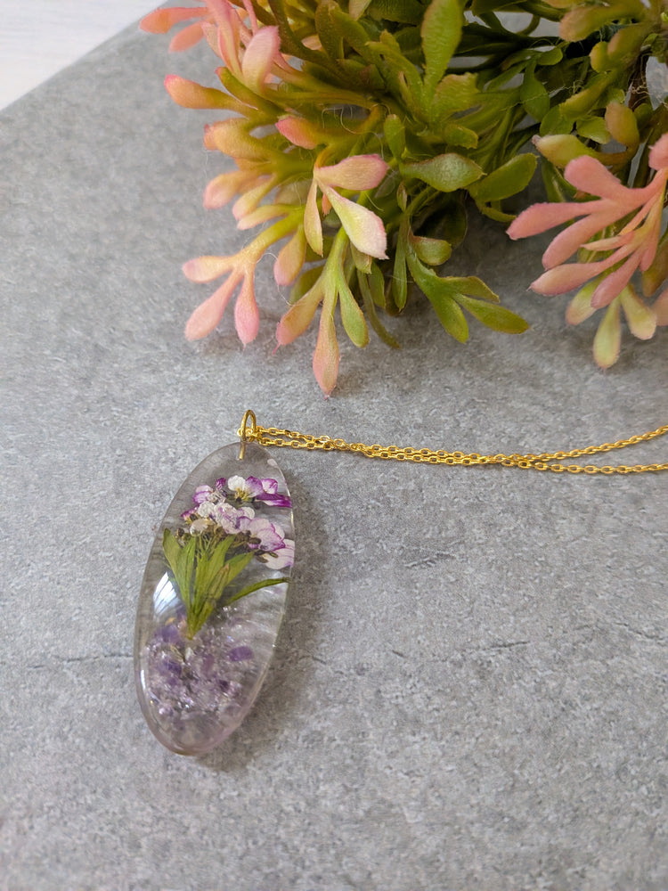Alyssum & Amethyst Long Oval Pendant
