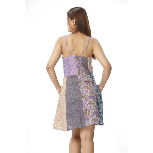 Cotton Patchwork Mini Dress