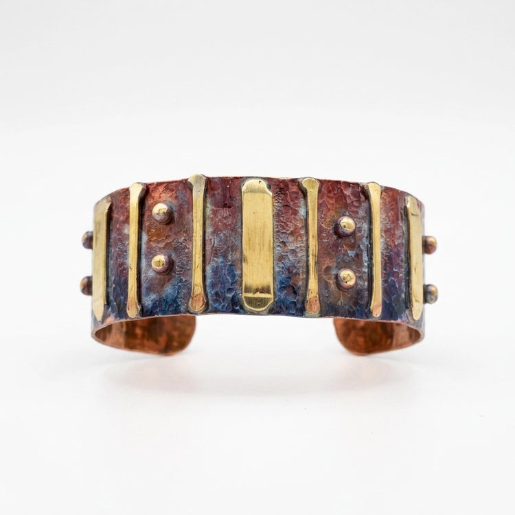Rustic Blue Ember Copper Patina Bracelet
