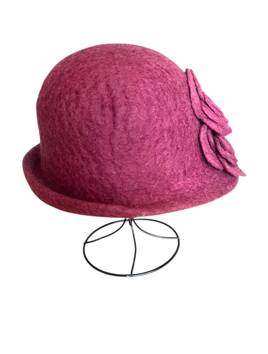 Burgundy Felted Flower Hat
