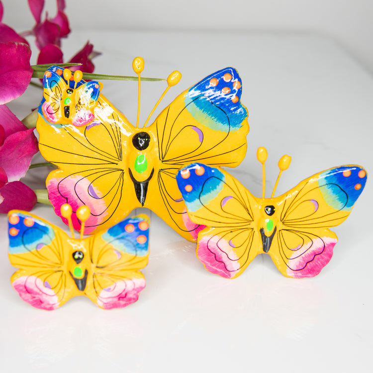 Guatemalan Painted Ceramic Butterfly Set