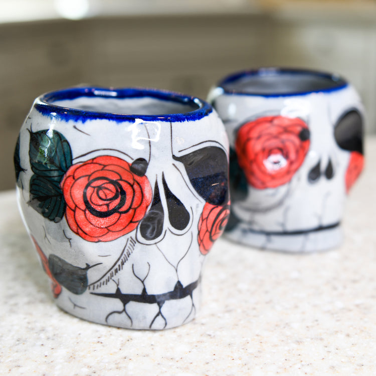 Sugar Skull Mug with Rose Design