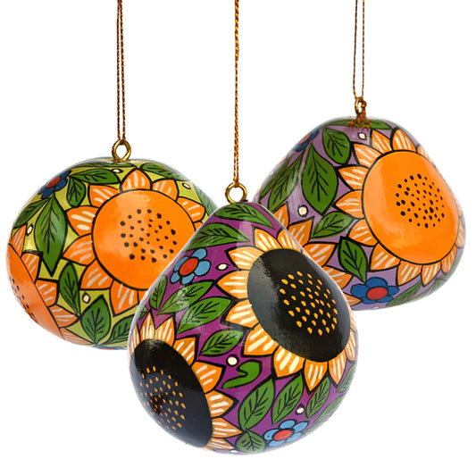 Sunflower Painted Gourd Ornament