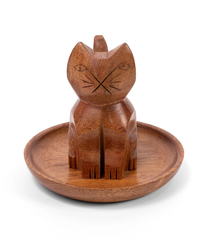Wooden Cat Ring Holder