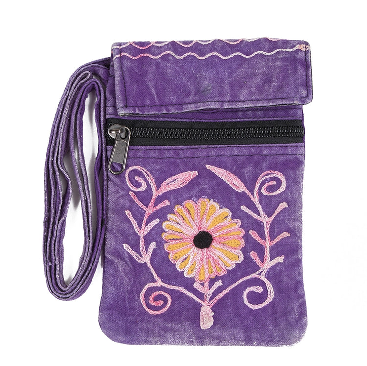 Purple Floral Passport Bag