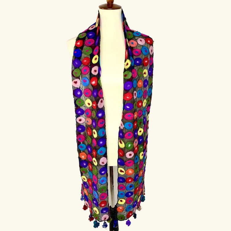 Polka Dot Felted Scarf