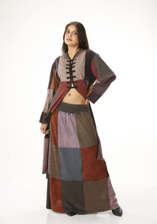Long Cotton Patchwork Skirt