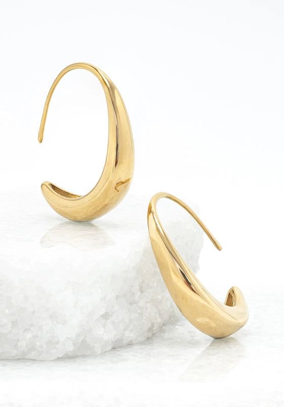 Gold Plated Crescent Moon Hoop Earrings