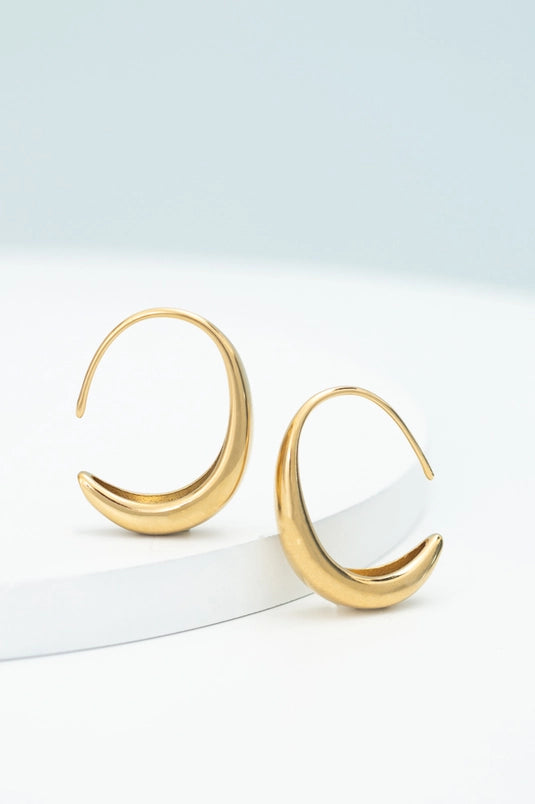 Gold Plated Crescent Moon Hoop Earrings