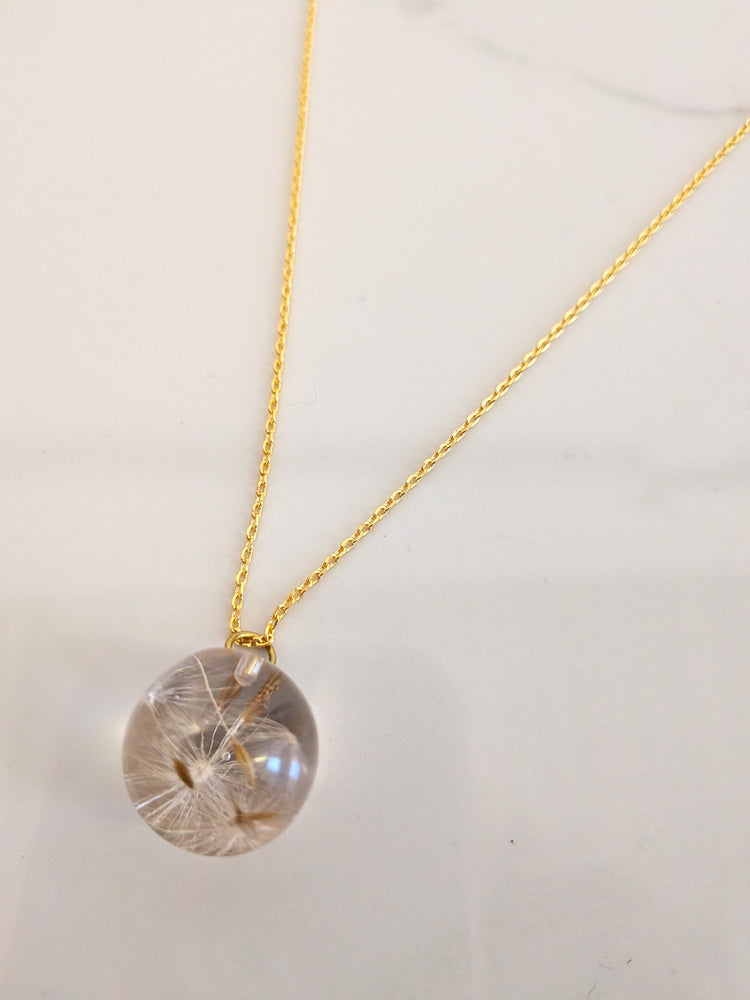 Sphere Dandelion Pendant Necklace