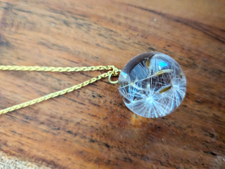 Sphere Dandelion Pendant Necklace