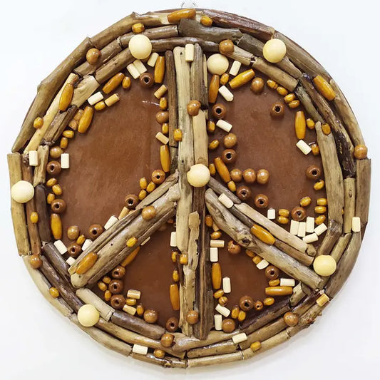 Driftwood Round Peace Sign Wall Art