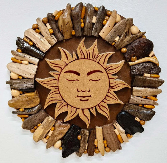 Driftwood Round Sun Wall Art