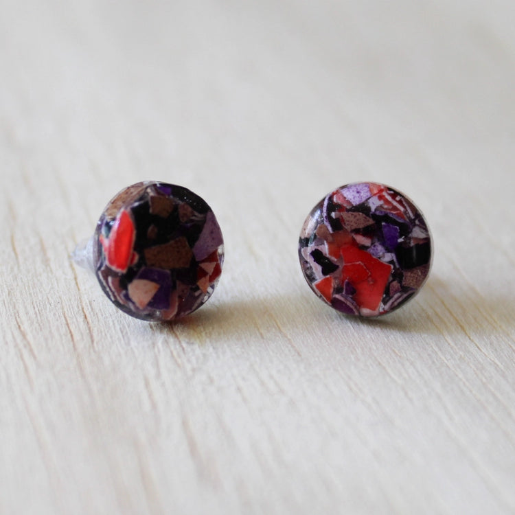 Eggshell and Resin Stud Earrings