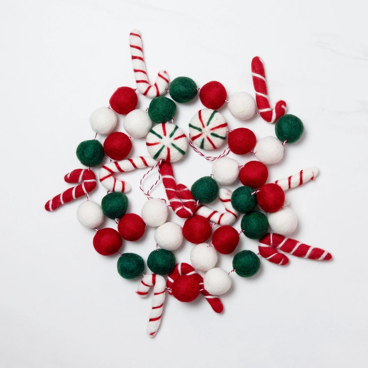 Candy Cane Felt Garland