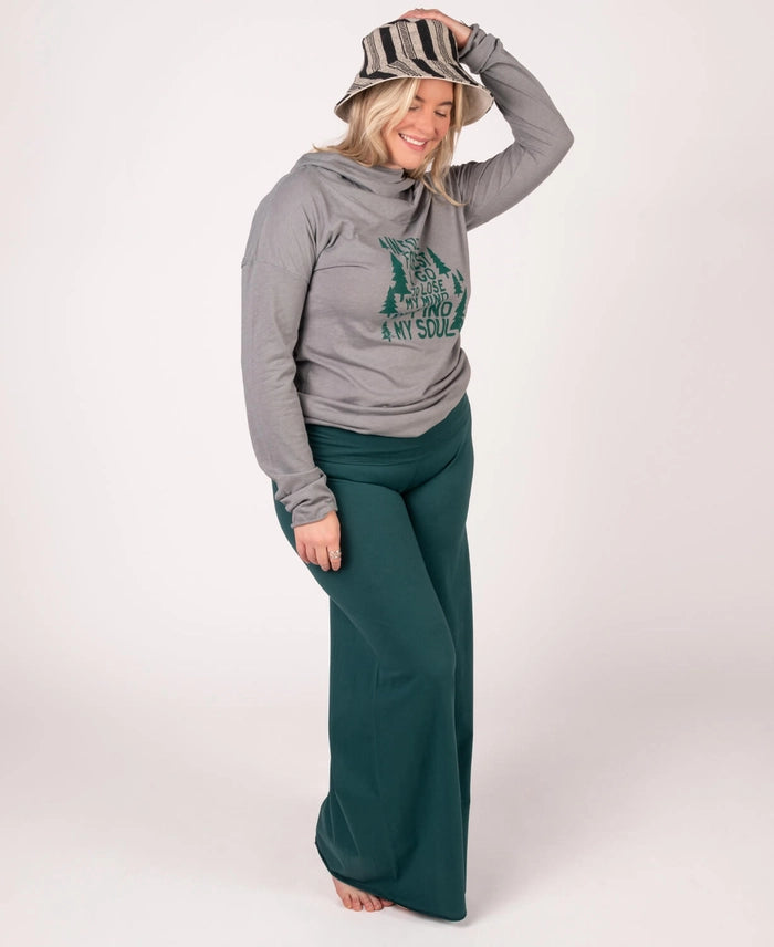 Organic Roll-Top Flowy Flare Yoga Pants