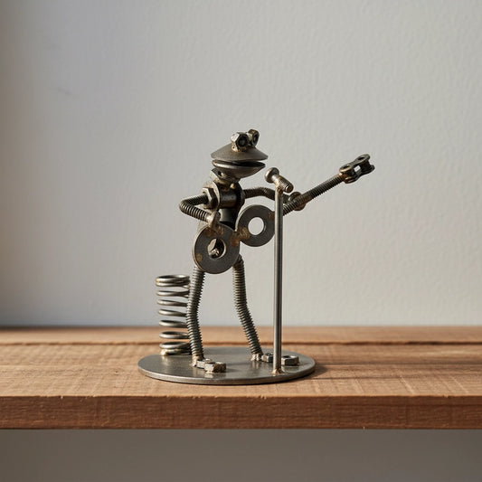 Recycled Metal Frog Guitarist
