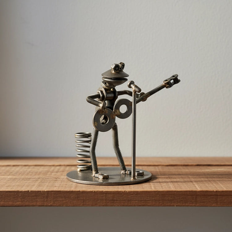 Recycled Metal Frog Guitarist