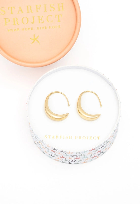 Gold Plated Crescent Moon Hoop Earrings