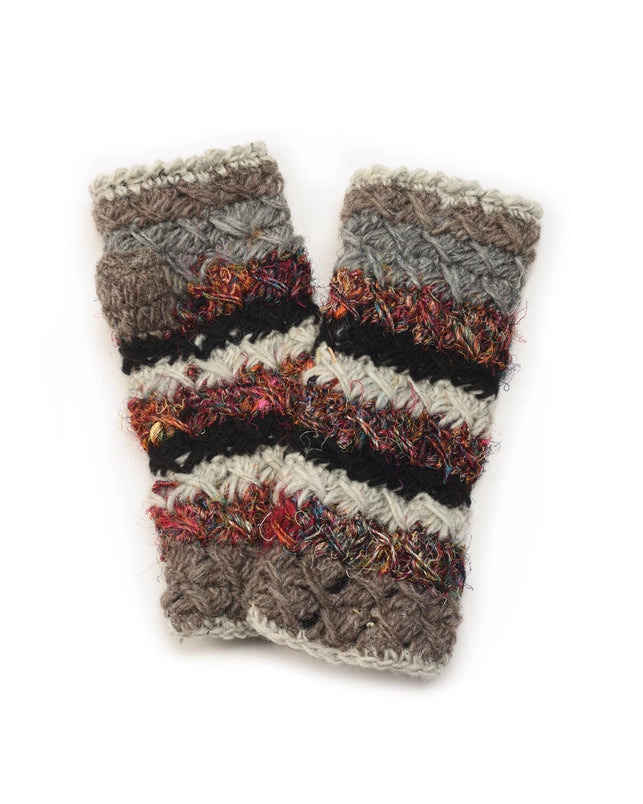 Crochet Fingerless Gloves with Silk