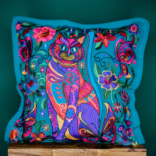 Cat Embroidered Pillowcase