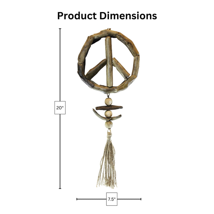 Hanging Driftwood Peace Wall Decor