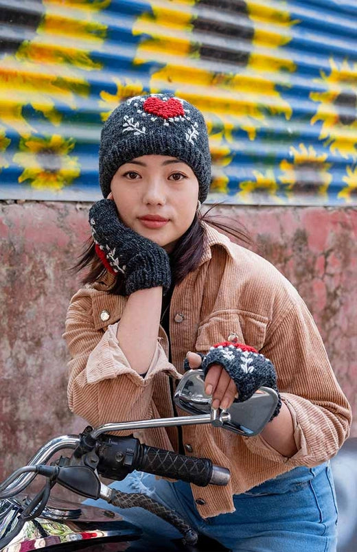 Knit Wool Heart Design Winter Beanie
