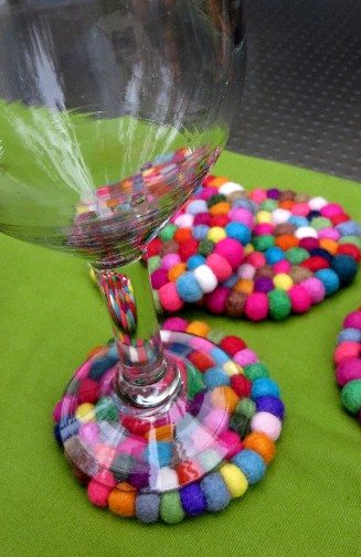 Colorful Felted Ball Coaster