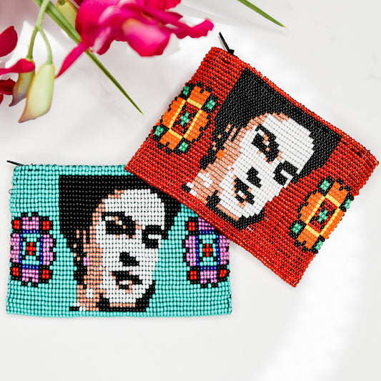 Frida Kahlo Beaded Coin Bag