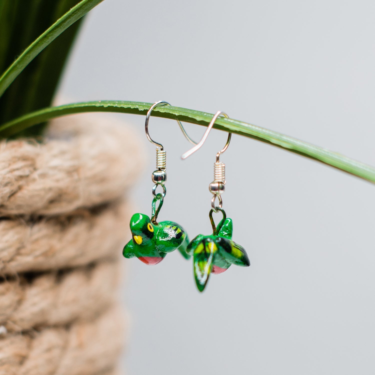 Ceramic earring quetzal guatemalan bird handmade fair trade accessory