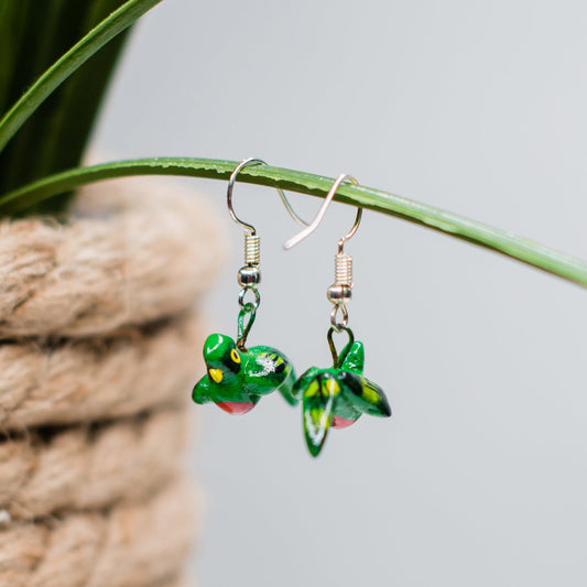 Ceramic earring quetzal guatemalan bird handmade fair trade accessory