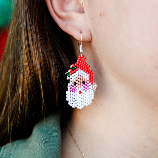 Jolly Santa Beaded Earrings