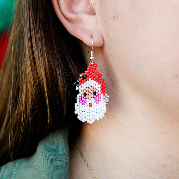 Jolly Santa Beaded Earrings