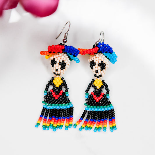 Dancing Catrina Beaded Earrings