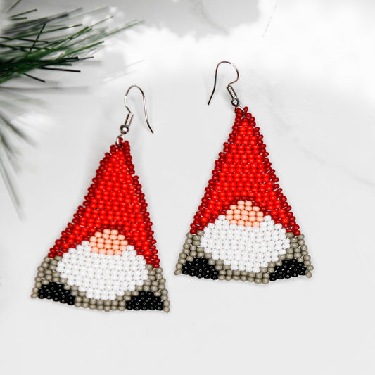Holiday Gnome Beaded Earrings