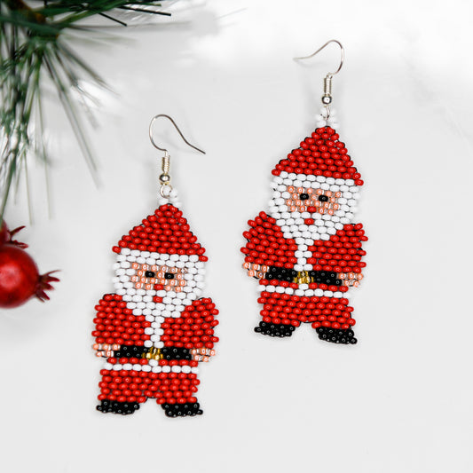 Mr. Clause Beaded Earrings