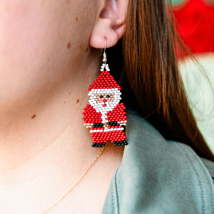 Mr. Clause Beaded Earrings