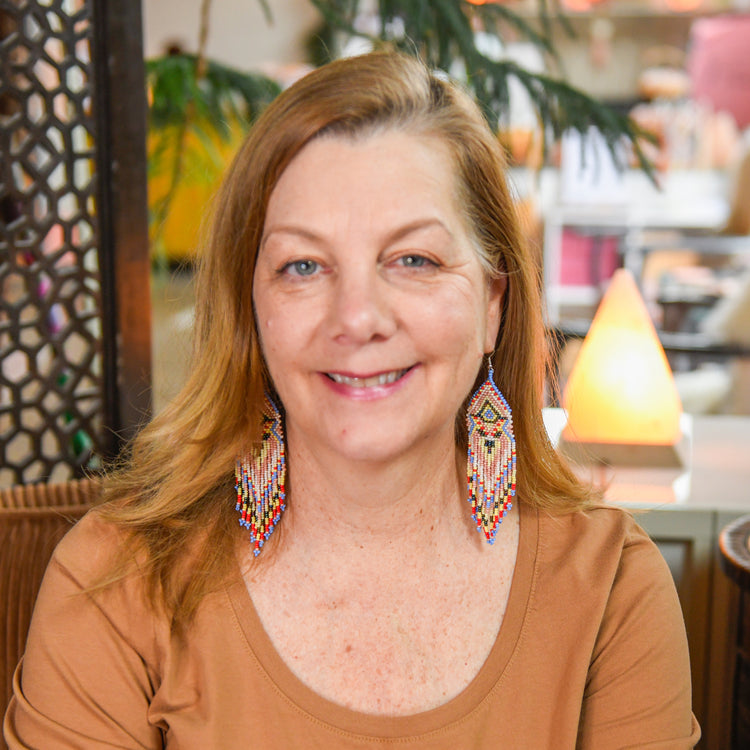 Bear Beaded Fringe Earrings