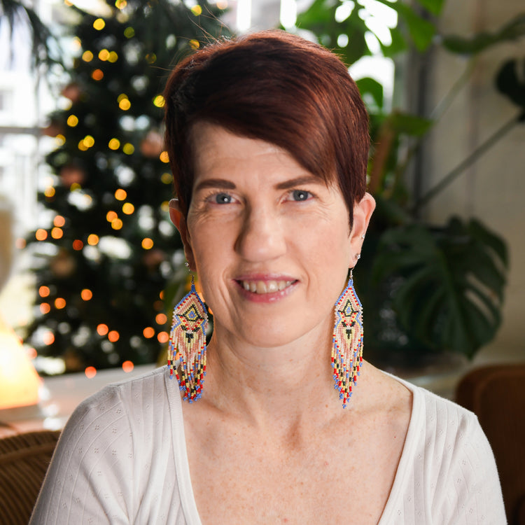 Bear Beaded Fringe Earrings