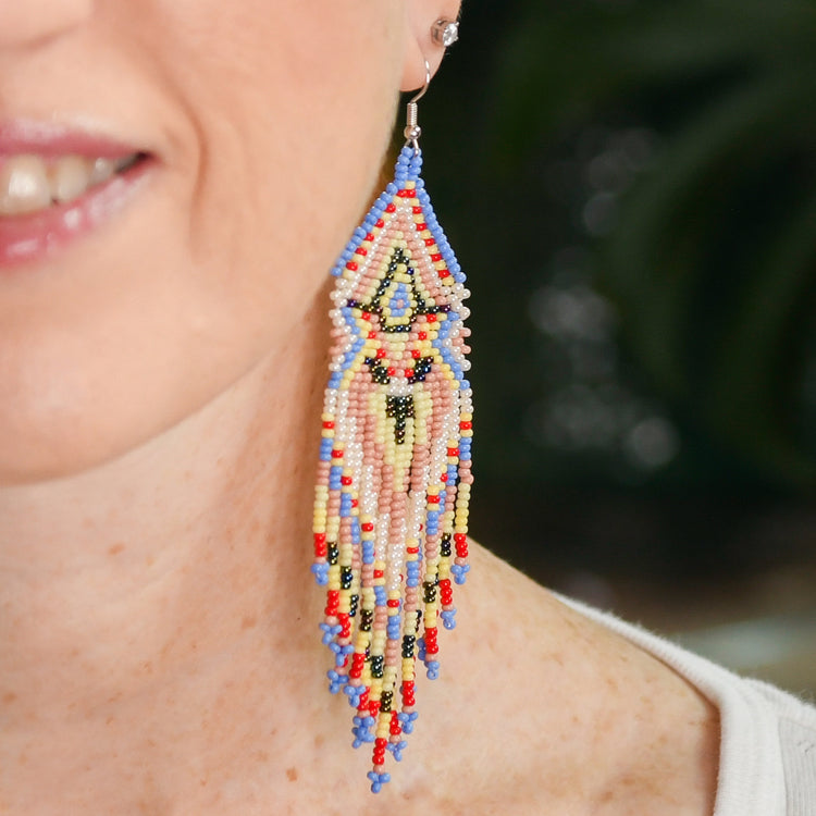 Bear Beaded Fringe Earrings