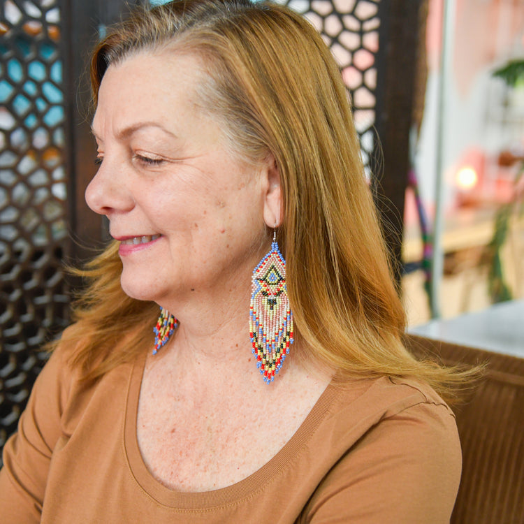 Bear Beaded Fringe Earrings