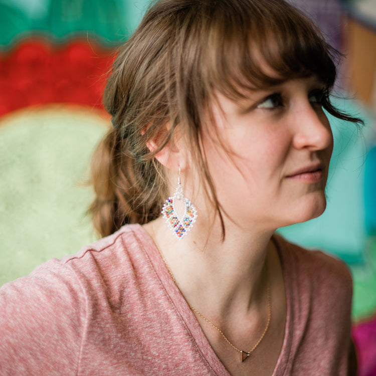 Mosaic Earrings White